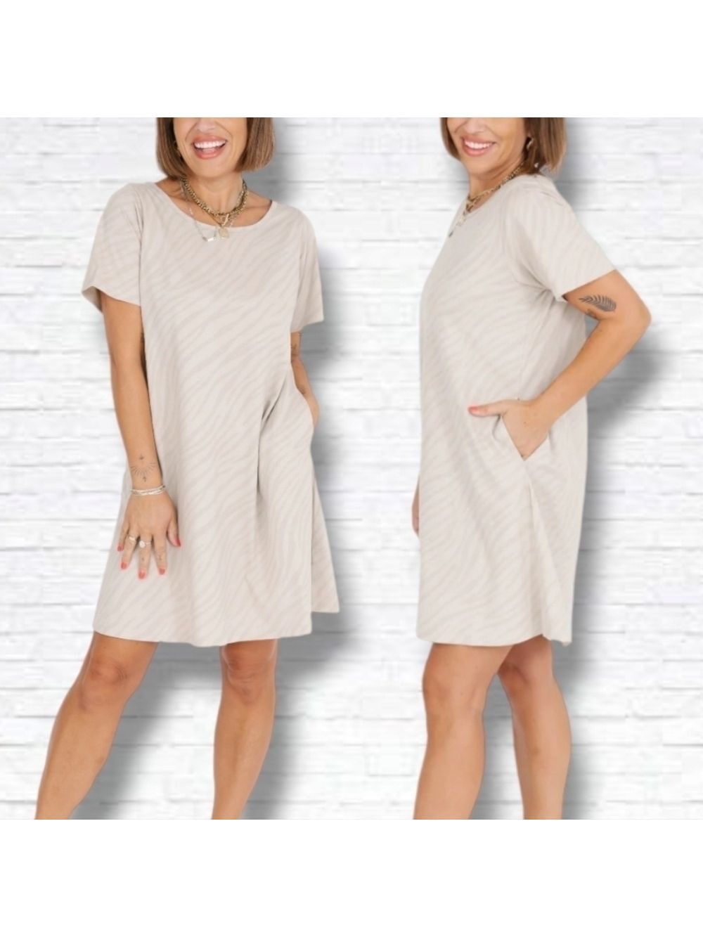 Smash + Tess Cleo Tee Shirt Mini Dress in Sahara Tiger Size XS